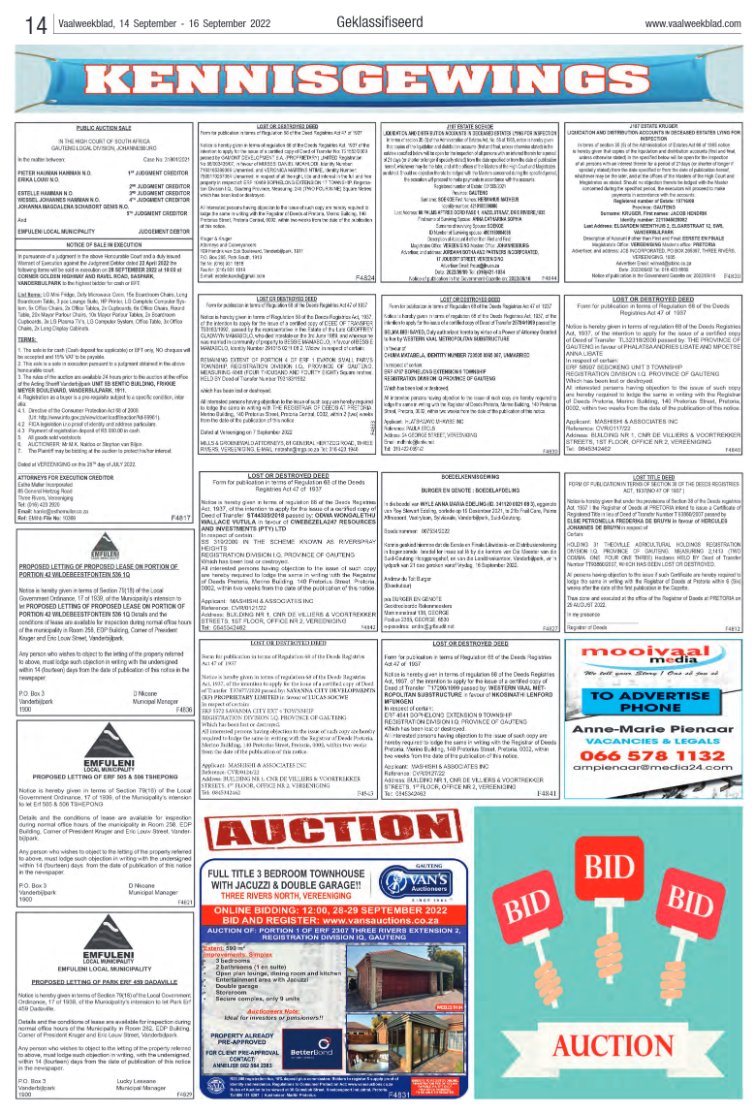 Vaalweekblad, 14 September – 16 September 2022 page 14