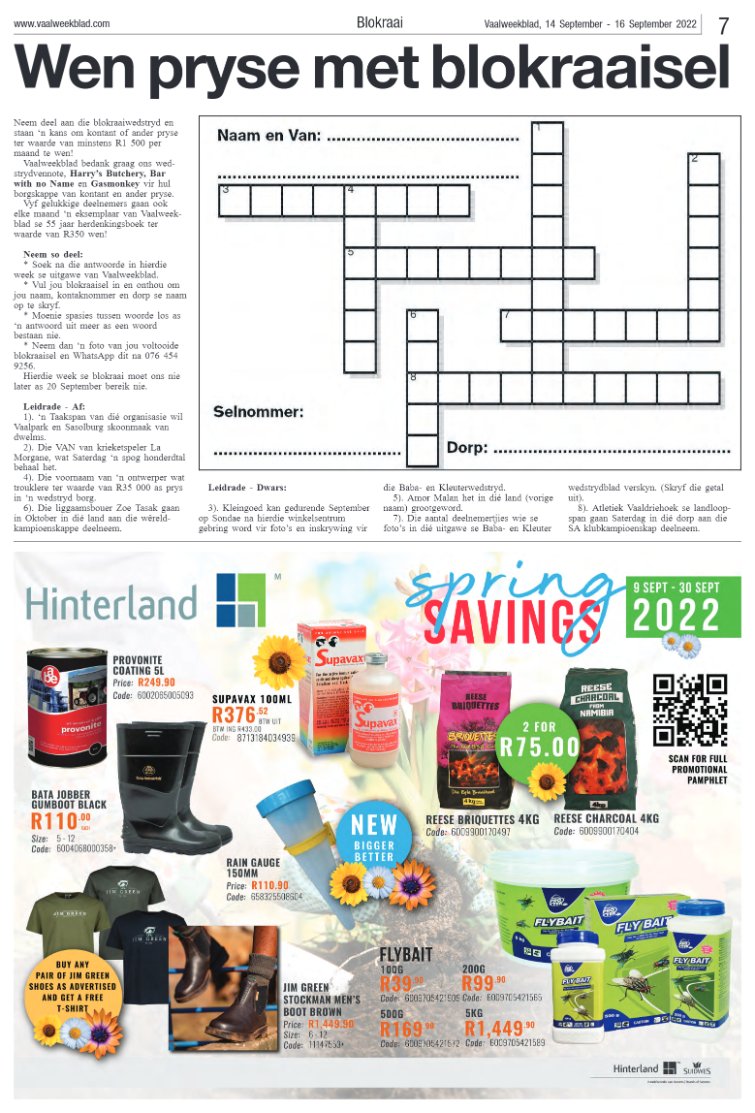 Vaalweekblad, 14 September – 16 September 2022 page 7