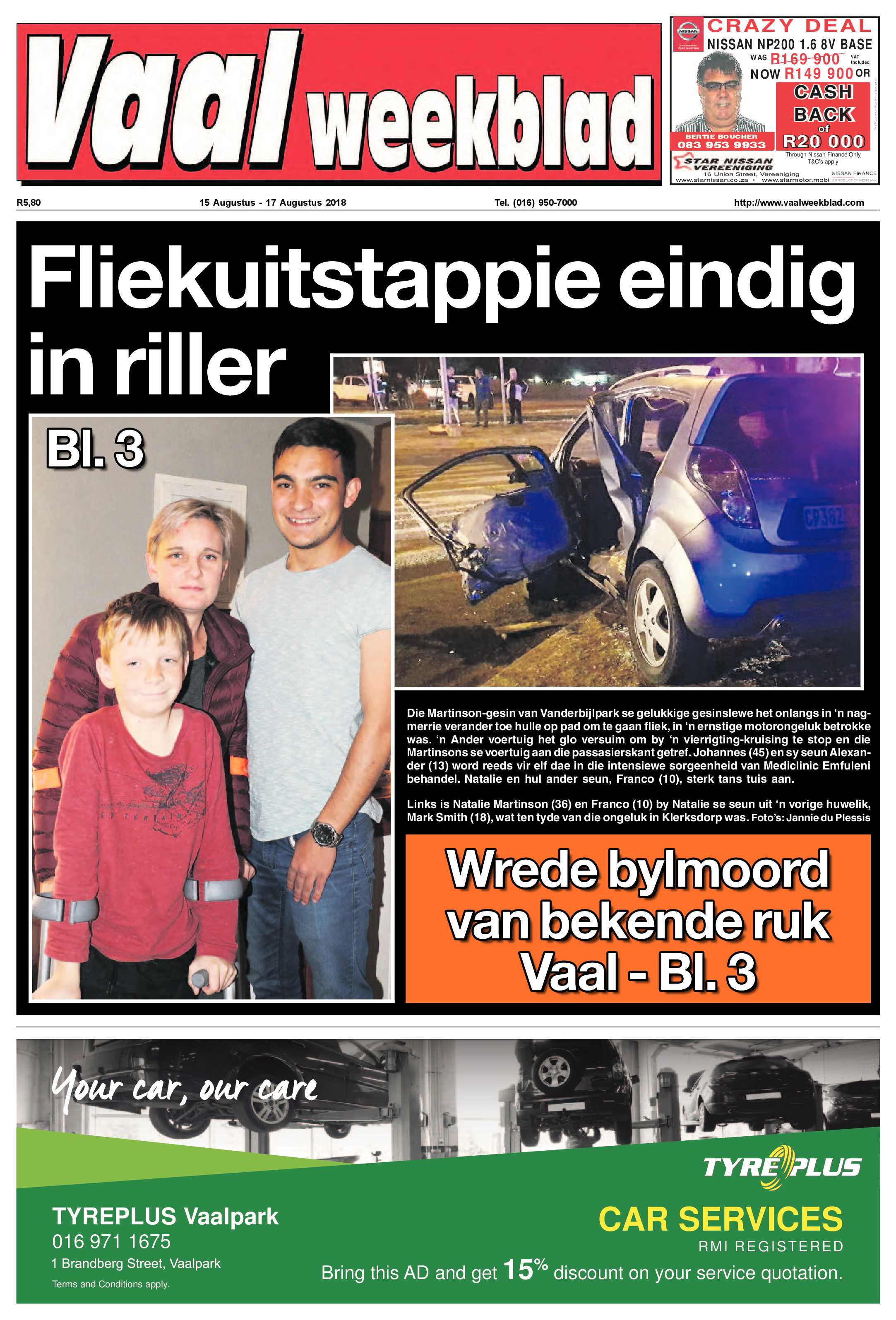 Vaalweekblad 15 – 17 Augustus 2018 page 1