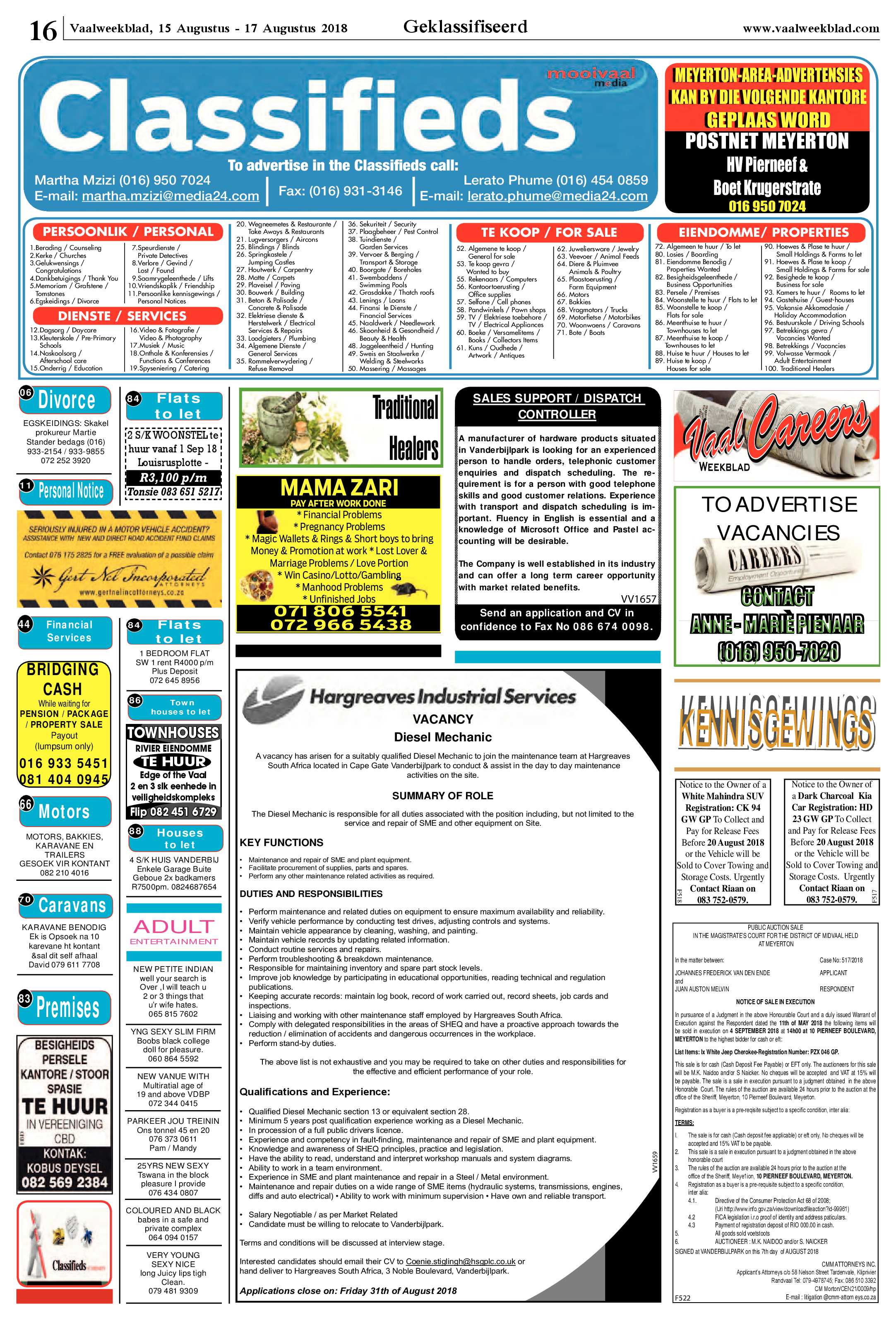 Vaalweekblad 15 – 17 Augustus 2018 page 16