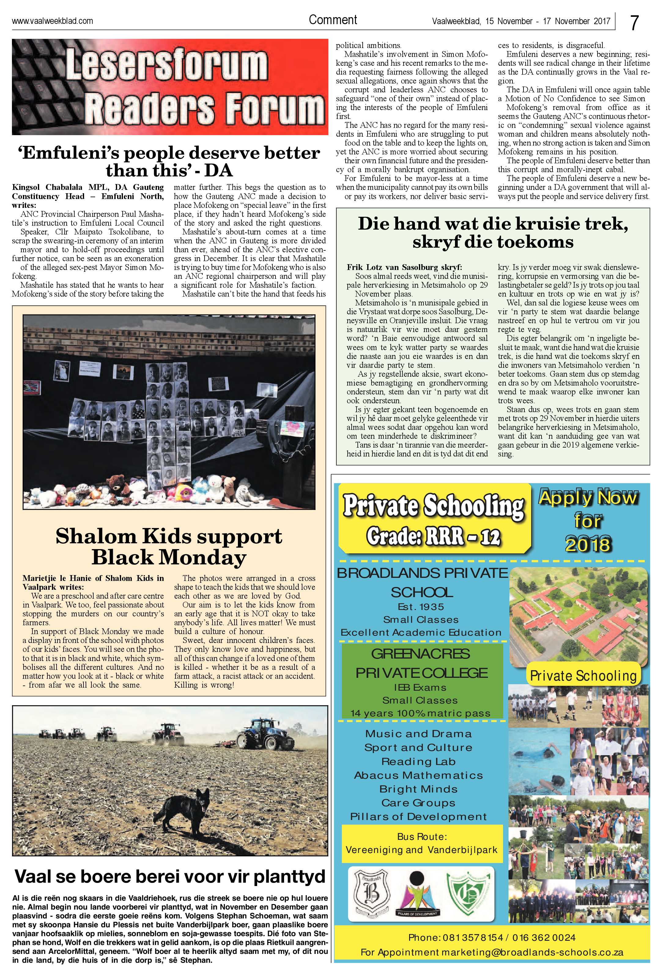 Vaalweekblad 15 – 17 November 2017 page 7