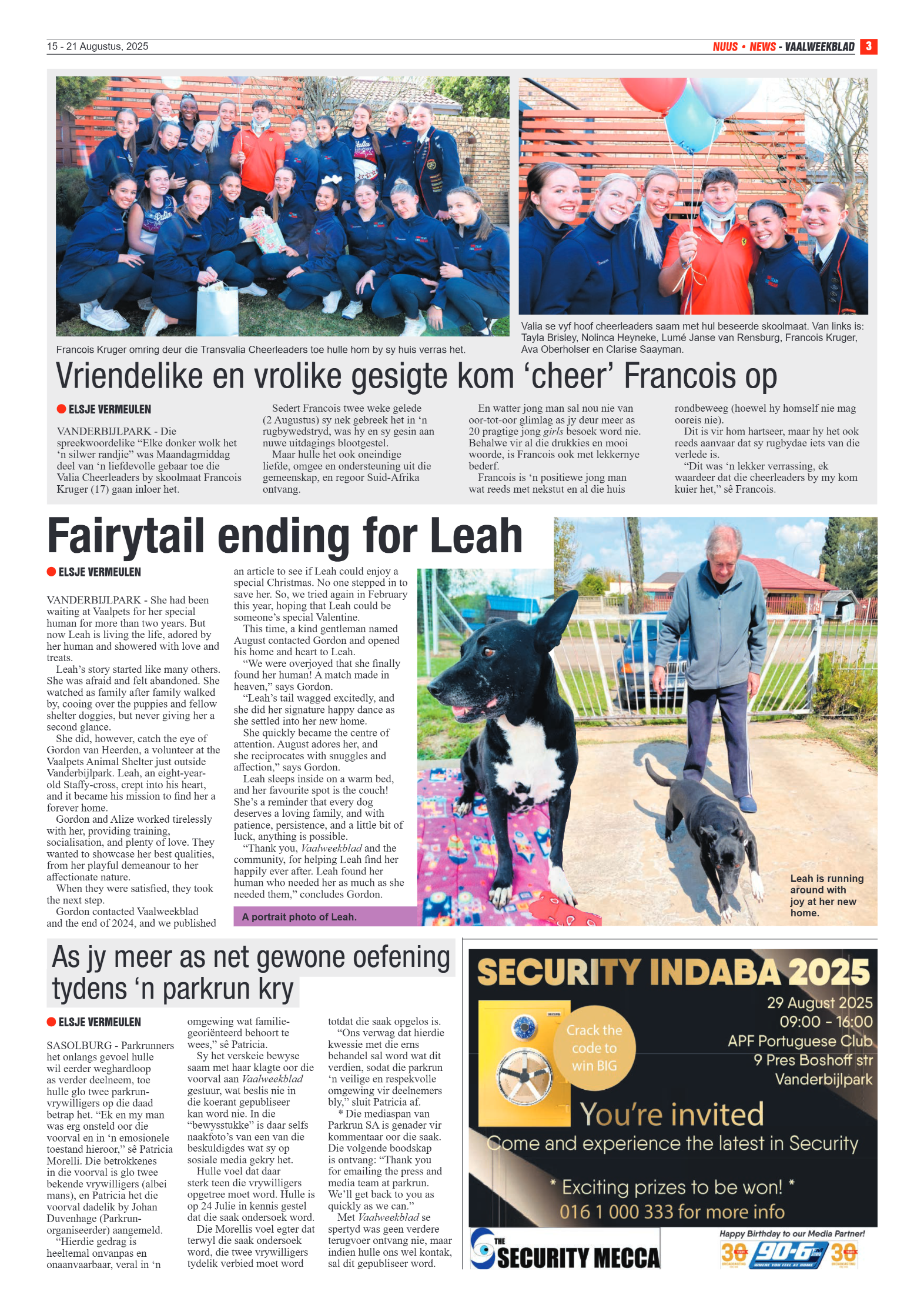 Vaalweekblad 15 – 21 Augustus, 2025 page 3