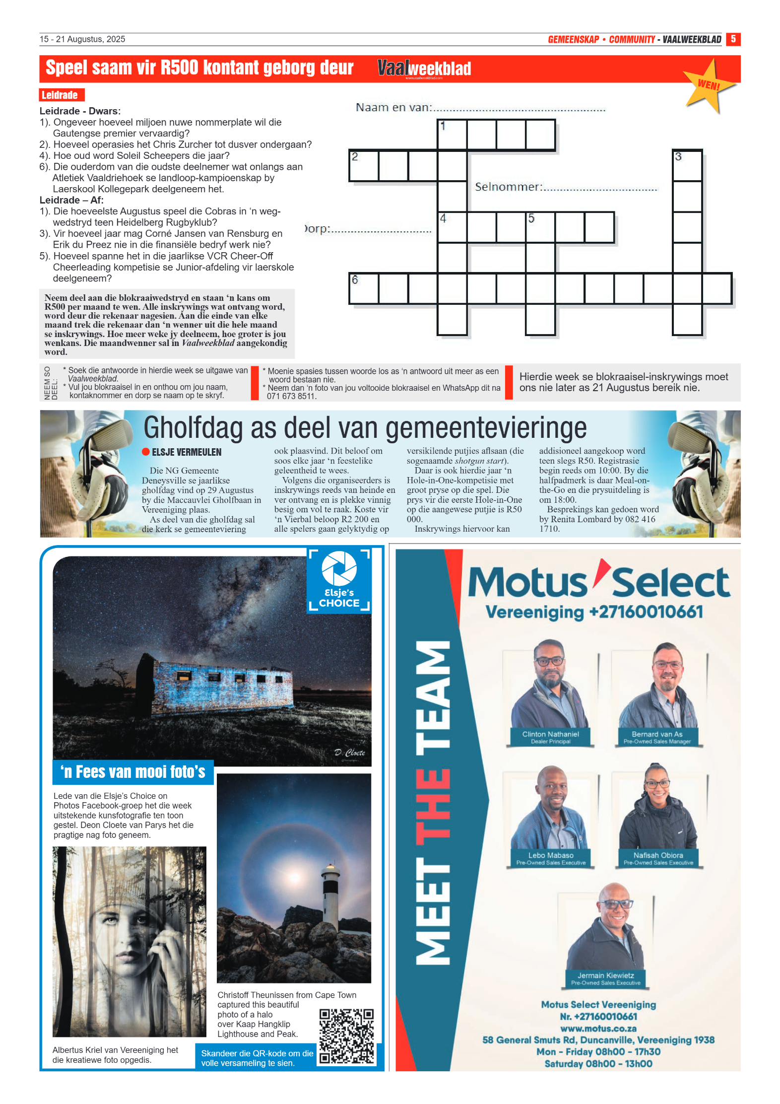 Vaalweekblad 15 – 21 Augustus, 2025 page 5