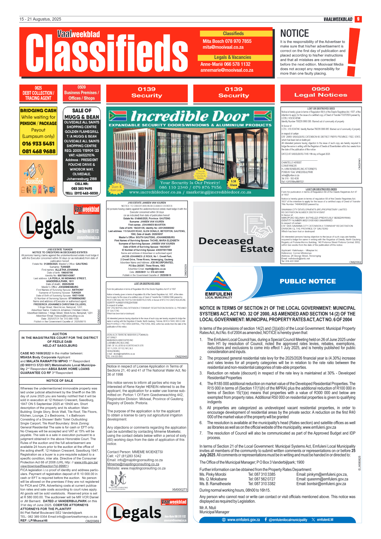 Vaalweekblad 15 – 21 Augustus, 2025 page 9