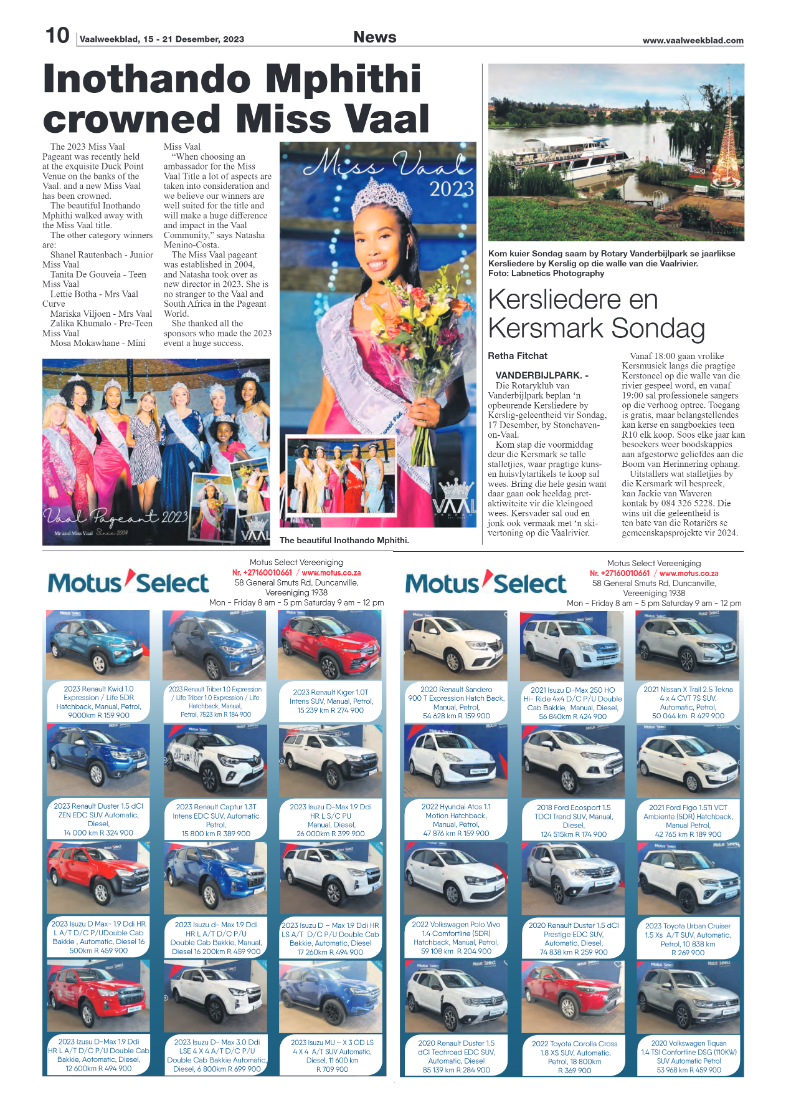 Vaalweekblad, 15 – 21 Desember, 2023 page 10