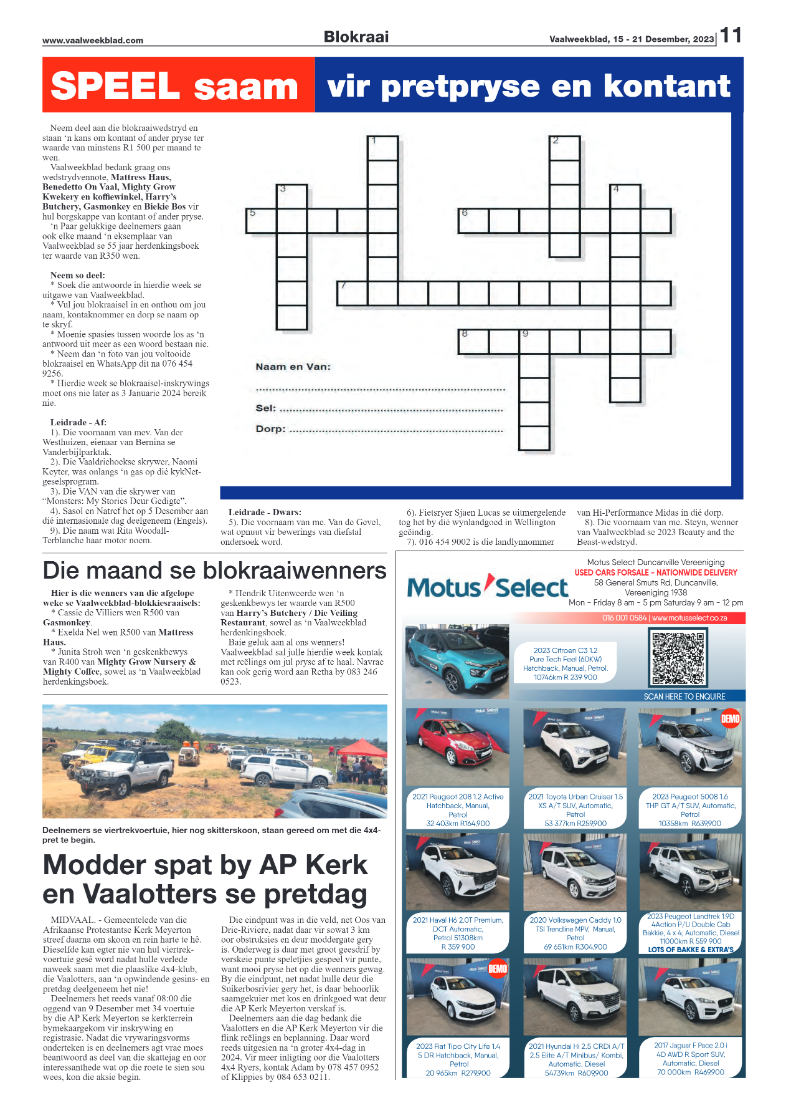 Vaalweekblad, 15 – 21 Desember, 2023 page 11