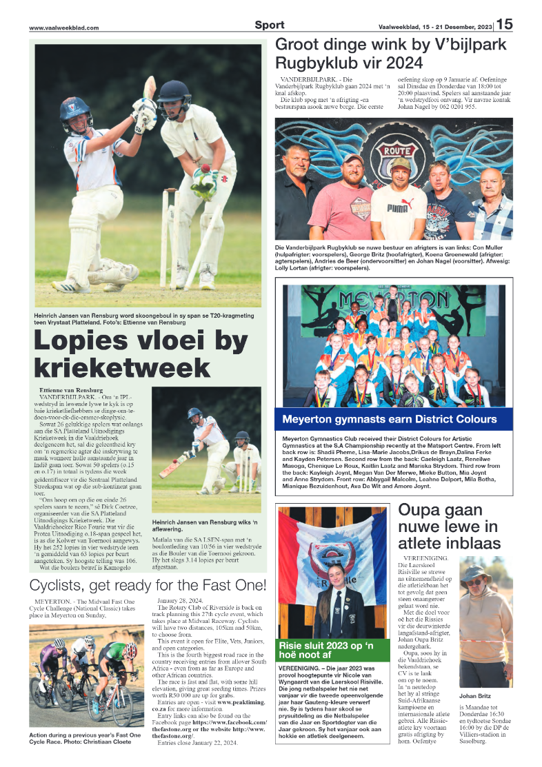 Vaalweekblad, 15 – 21 Desember, 2023 page 15