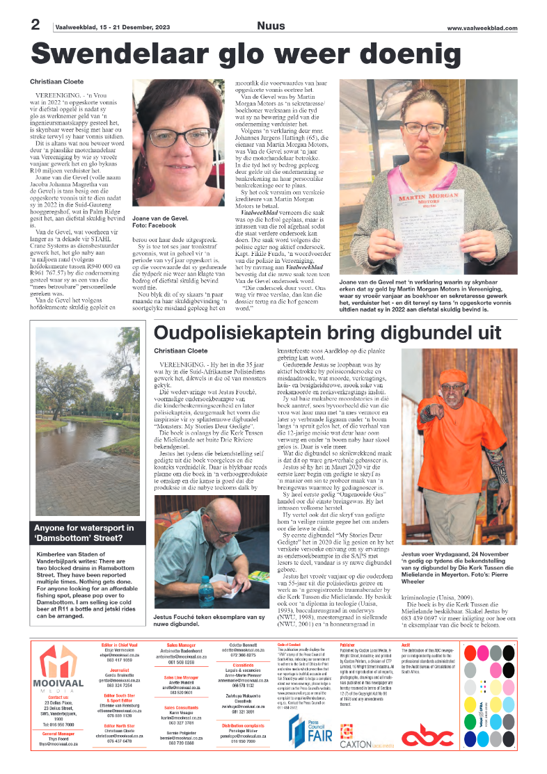 Vaalweekblad, 15 – 21 Desember, 2023 page 2