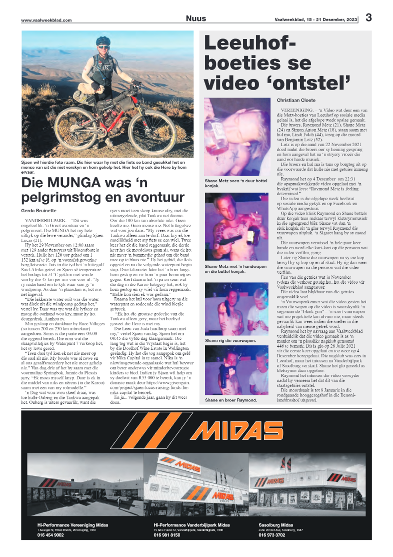 Vaalweekblad, 15 – 21 Desember, 2023 page 3
