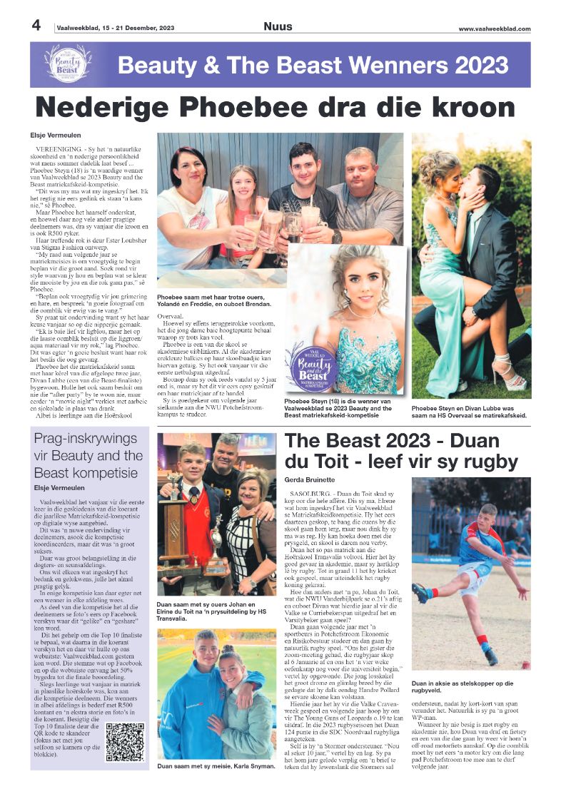 Vaalweekblad, 15 – 21 Desember, 2023 page 4