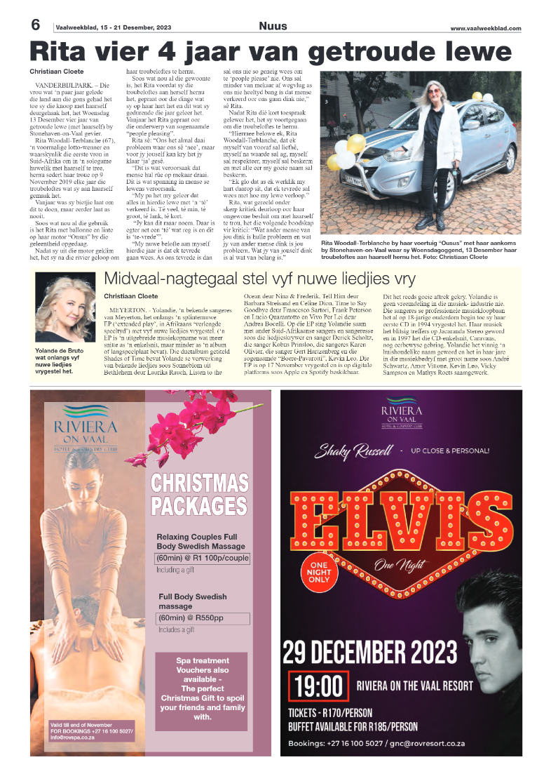 Vaalweekblad, 15 – 21 Desember, 2023 page 6