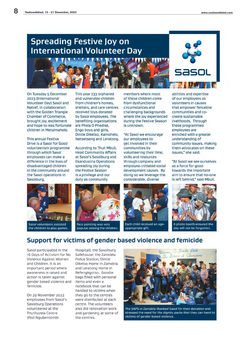 Vaalweekblad, 15 – 21 Desember, 2023 page 8