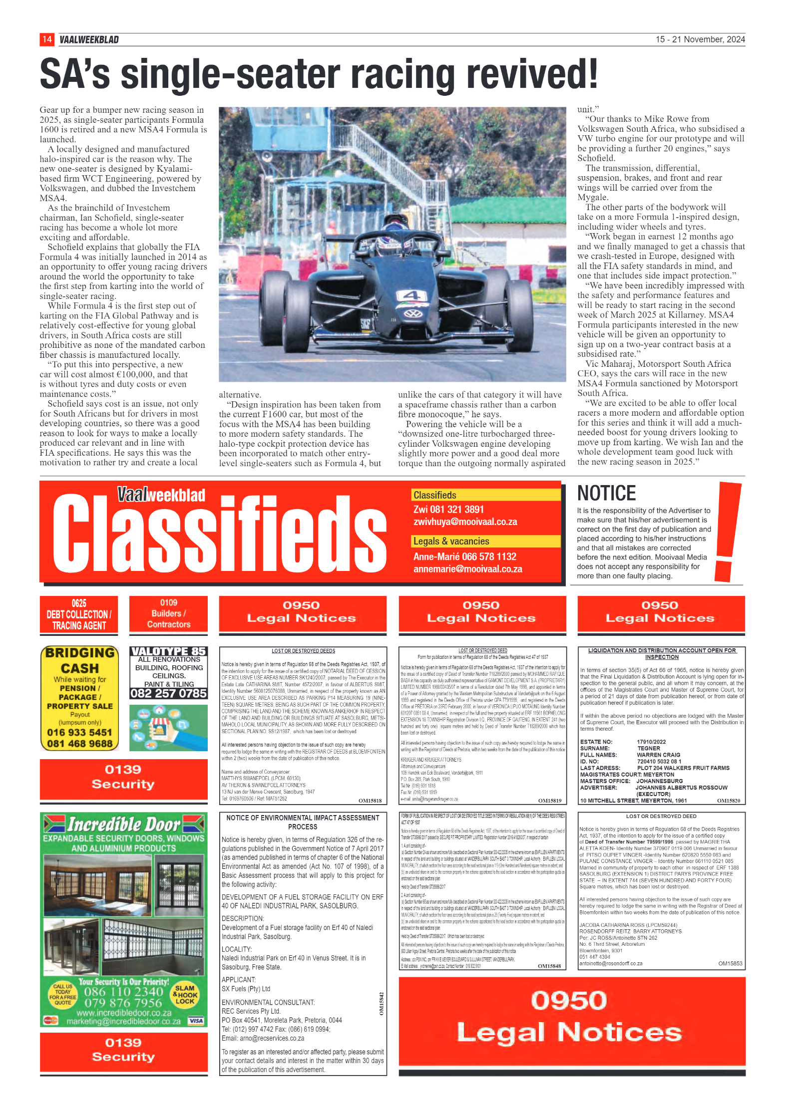 Vaalweekblad -15 – 21 November, 2024 page 14
