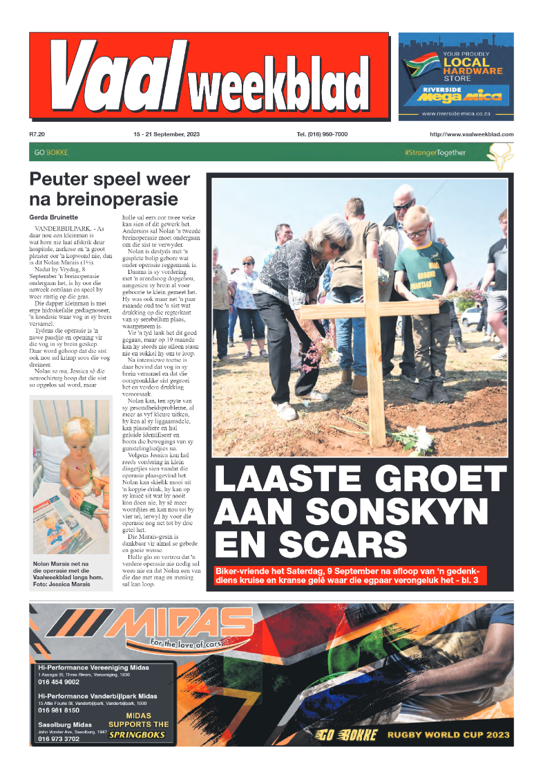 Vaalweekblad, 15 – 21 September, 2023 page 1