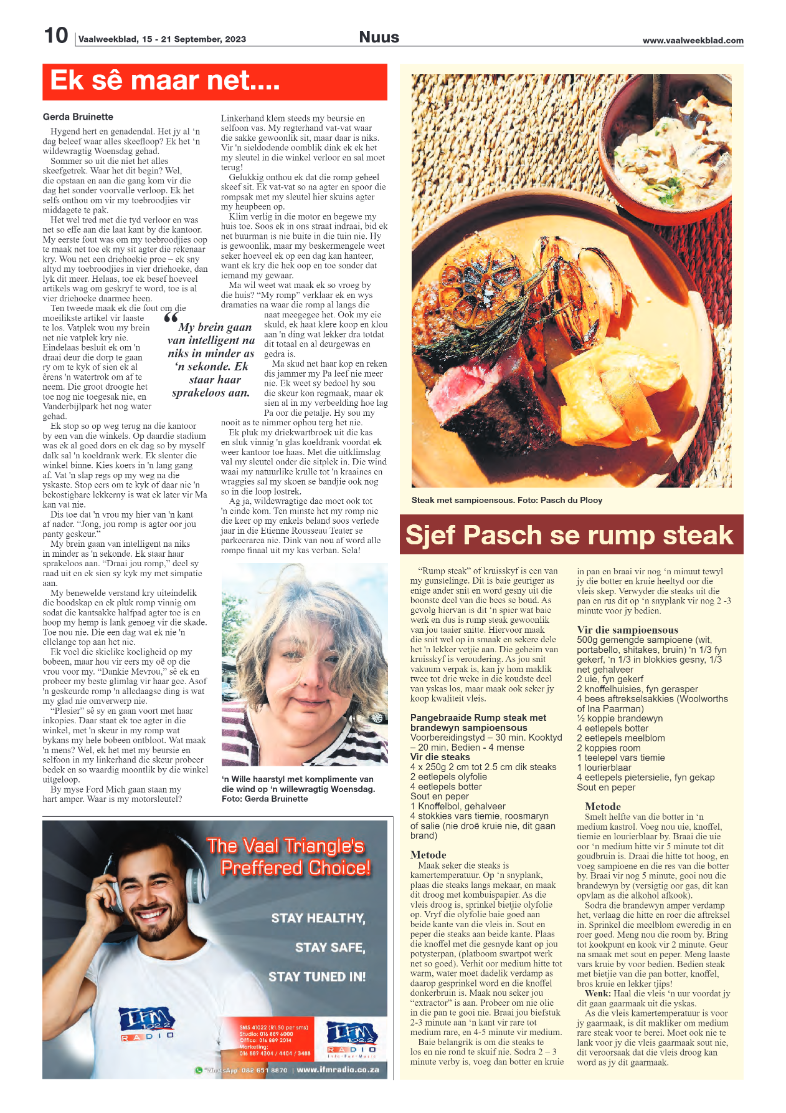 Vaalweekblad, 15 – 21 September, 2023 page 10