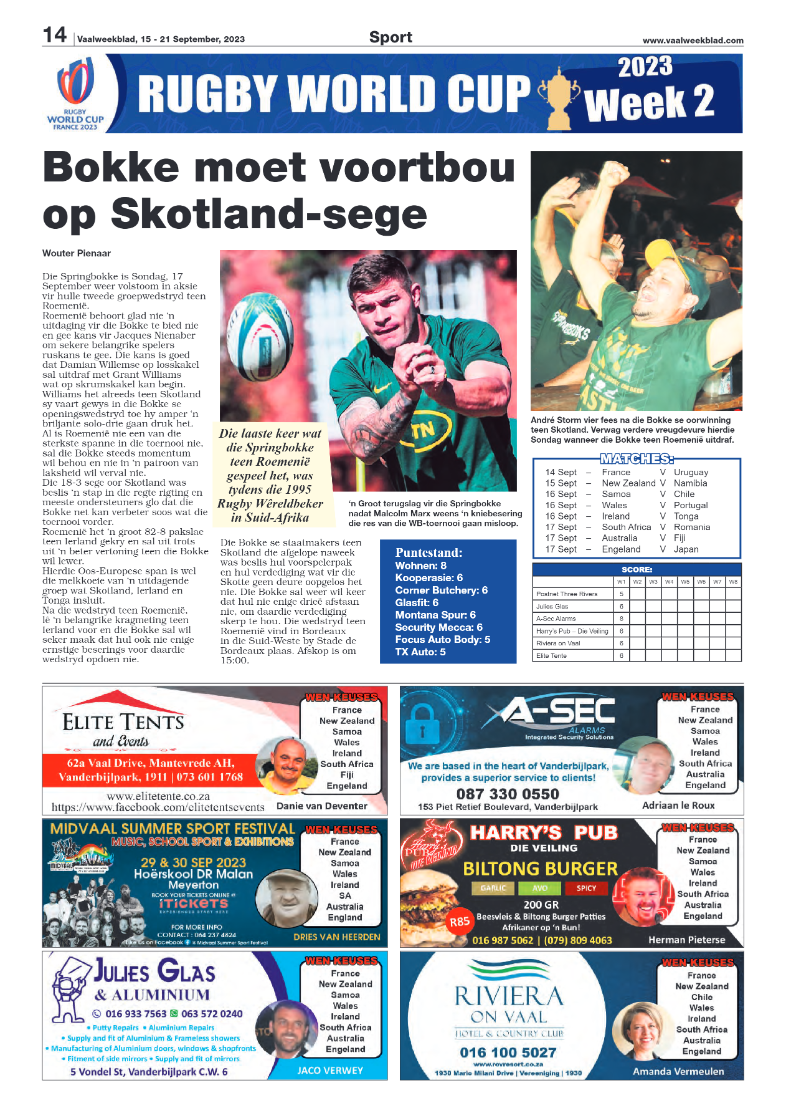Vaalweekblad, 15 – 21 September, 2023 page 14