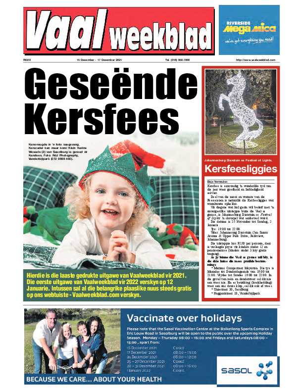 Vaalweekblad, 15 Desember – 17 Desember 2021 page 1