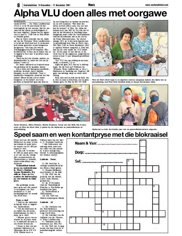 Vaalweekblad, 15 Desember – 17 Desember 2021 page 8