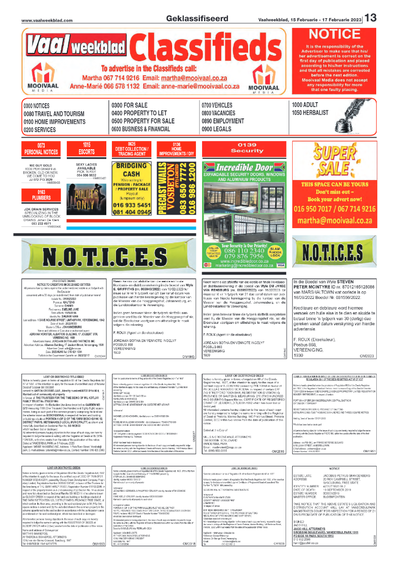 Vaalweekblad, 15 Februarie – 17 Februarie 2023 page 13