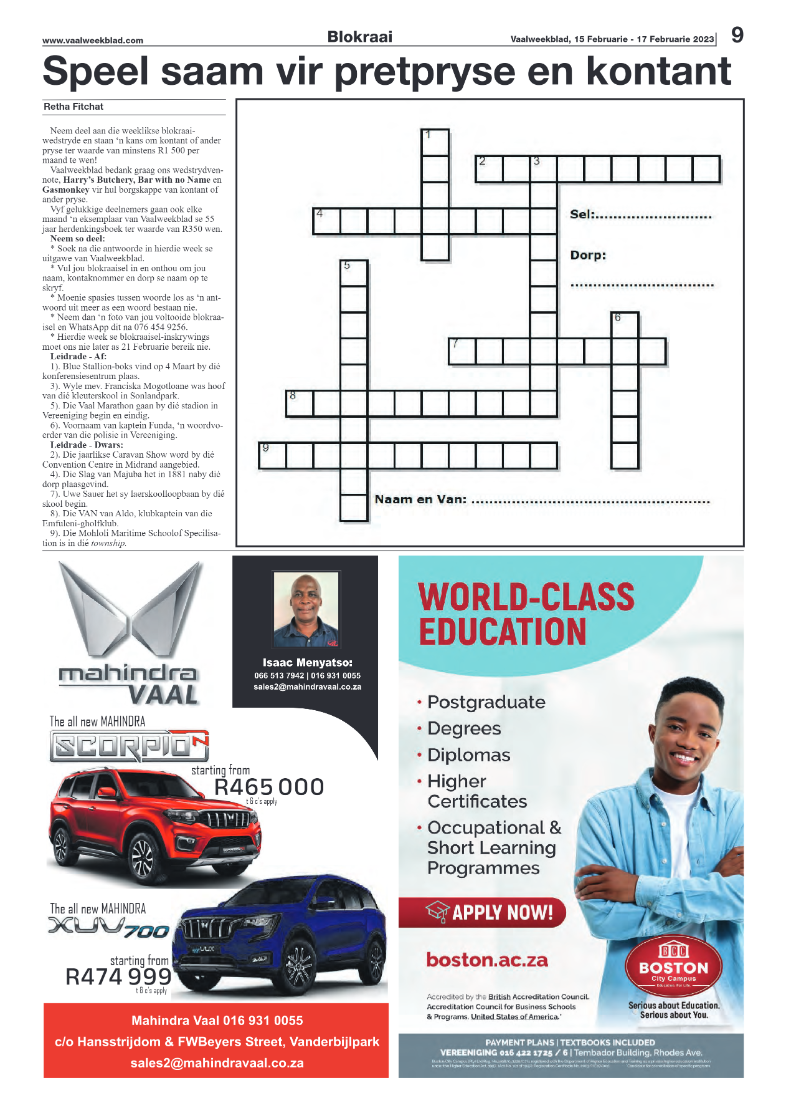 Vaalweekblad, 15 Februarie – 17 Februarie 2023 page 9