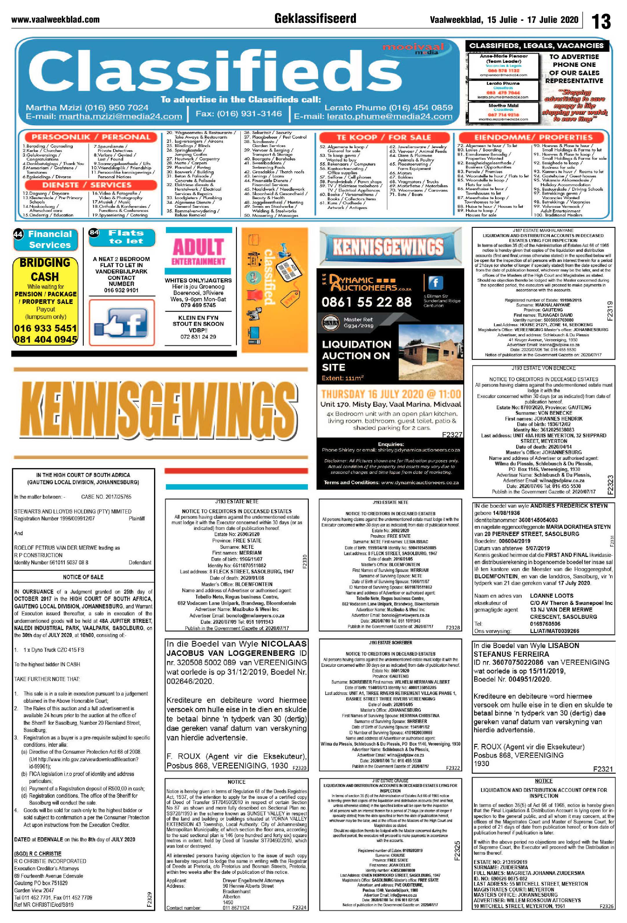 Vaalweekblad 15 Julie – 17 Julie 2020 page 13