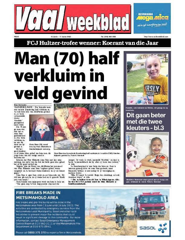 Vaalweekblad, 15 Junie – 17 Junie 2022 page 1
