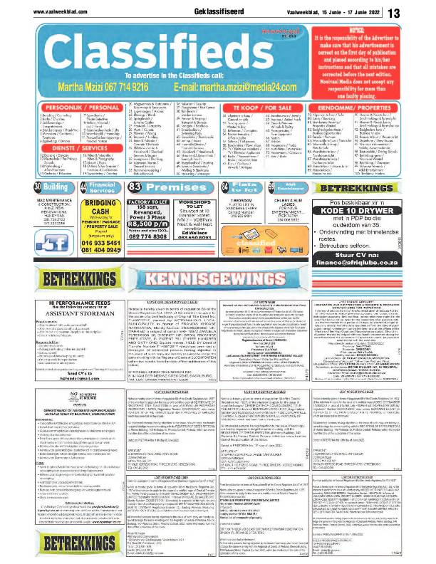 Vaalweekblad, 15 Junie – 17 Junie 2022 page 13