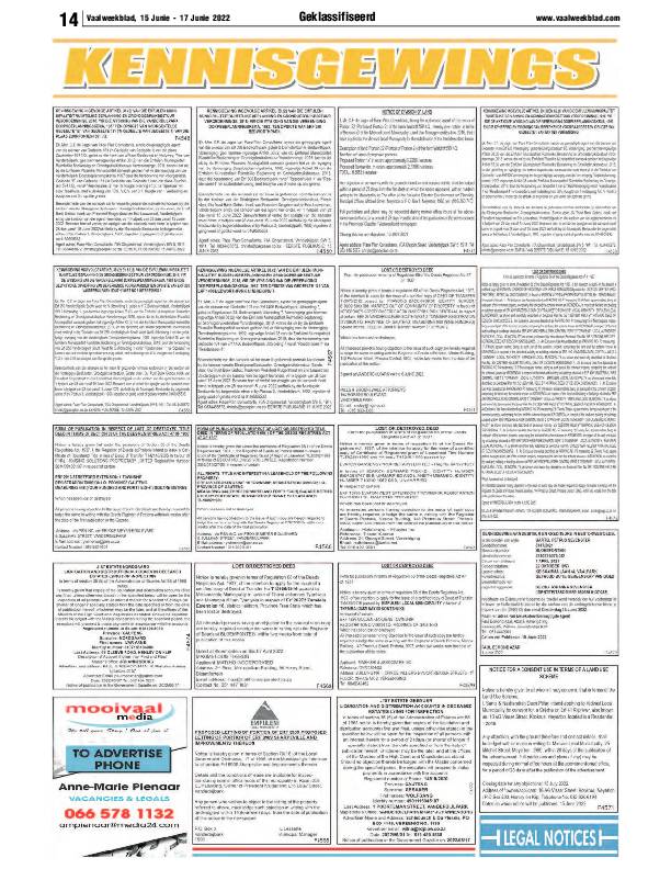 Vaalweekblad, 15 Junie – 17 Junie 2022 page 14