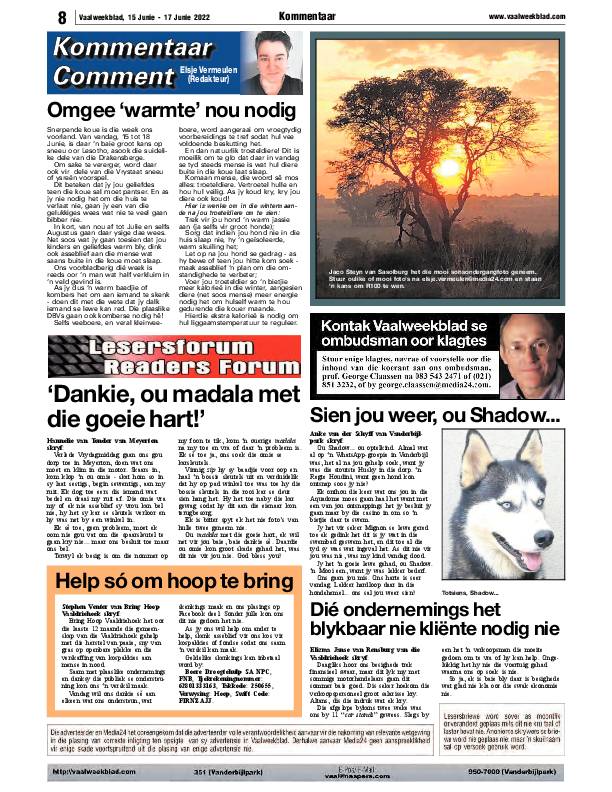 Vaalweekblad, 15 Junie – 17 Junie 2022 page 8