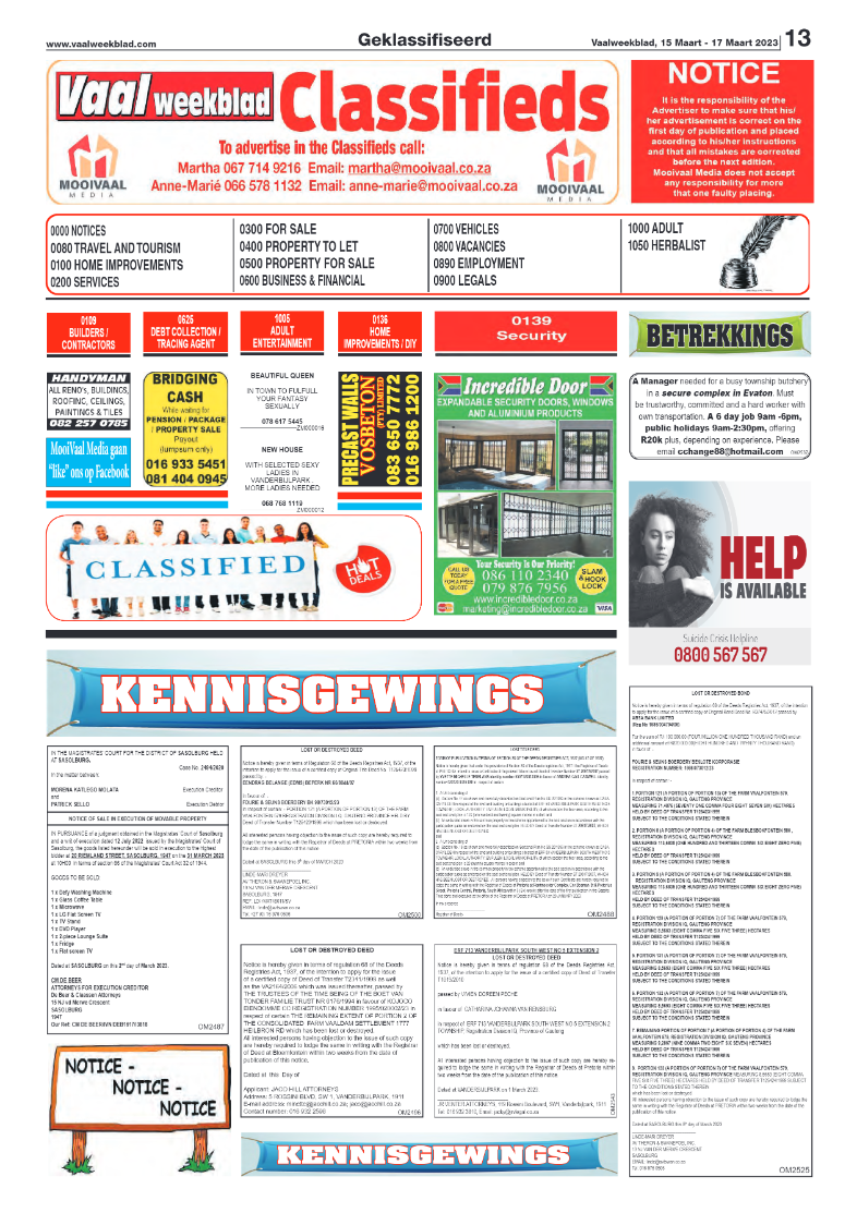 Vaalweekblad, 15 Maart – 17 Maart 2023 page 13