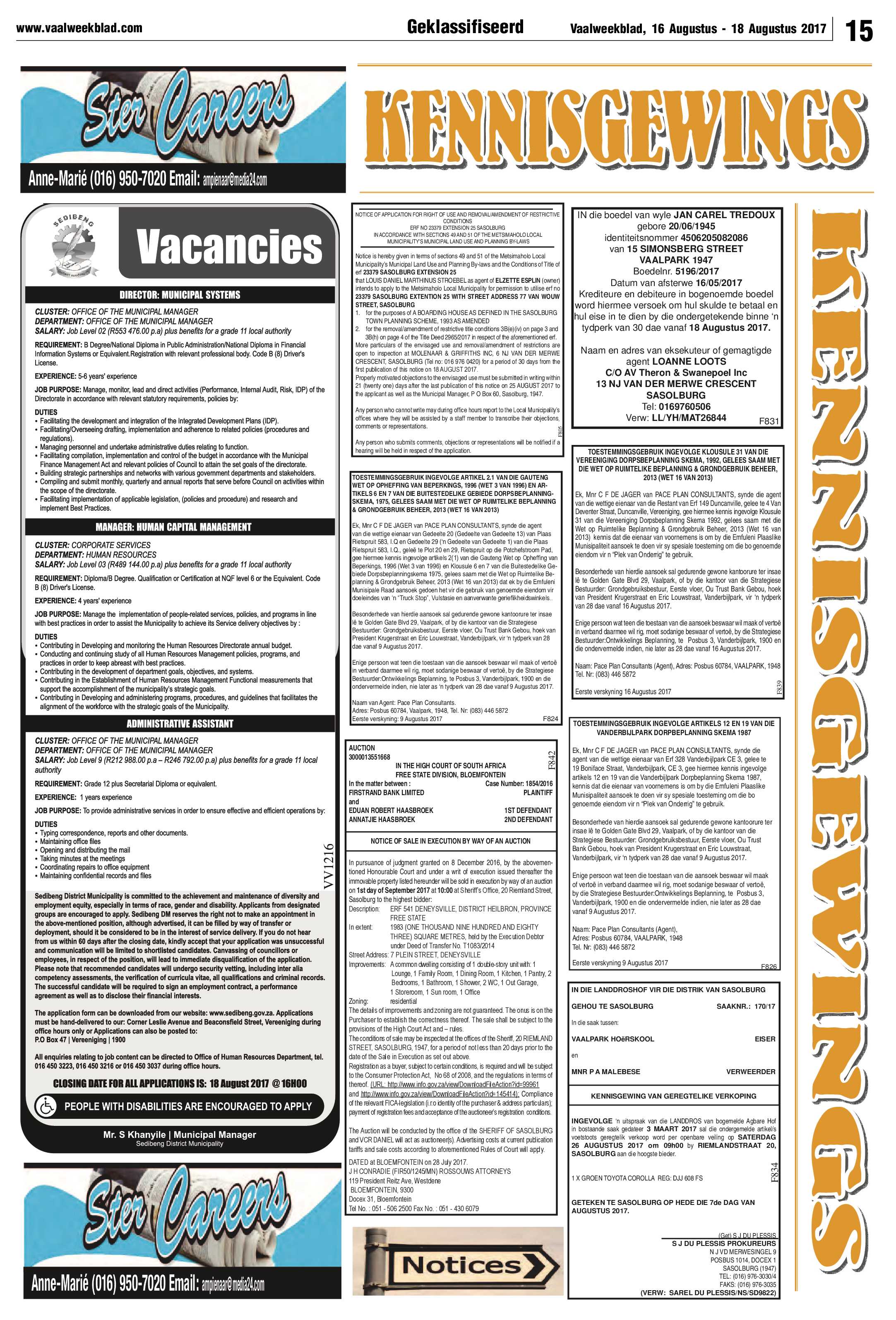 Vaalweekblad 16 – 18 Augustus 2017 page 15