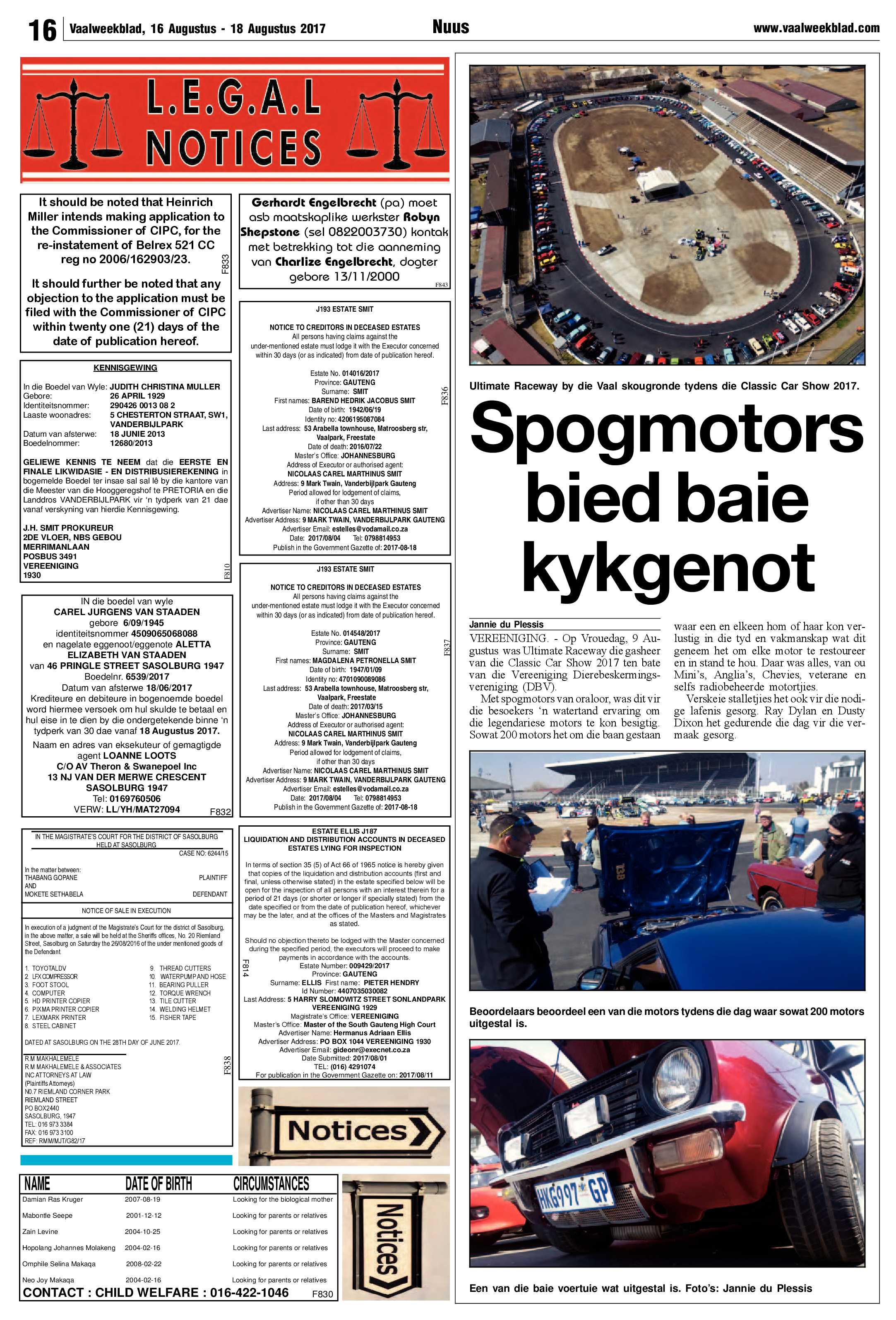 Vaalweekblad 16 – 18 Augustus 2017 page 16