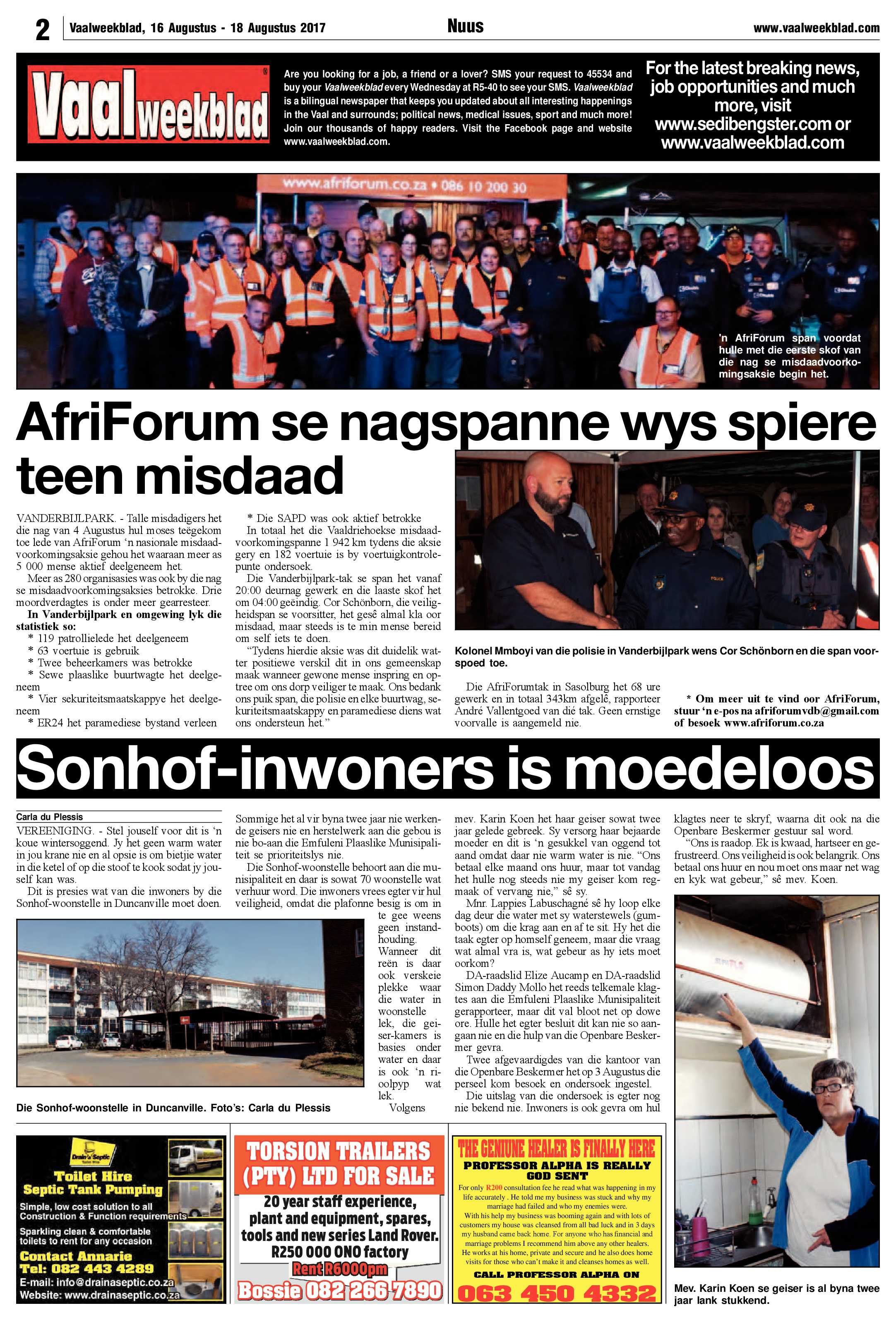 Vaalweekblad 16 – 18 Augustus 2017 page 2