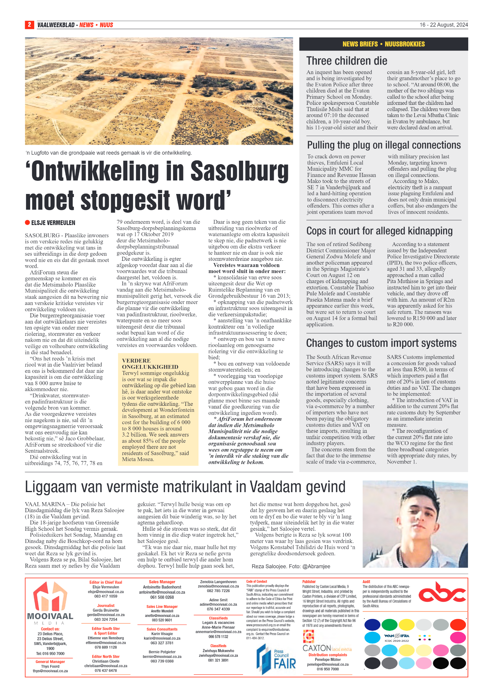 Vaalweekblad 16 – 22 August, 2024 page 2