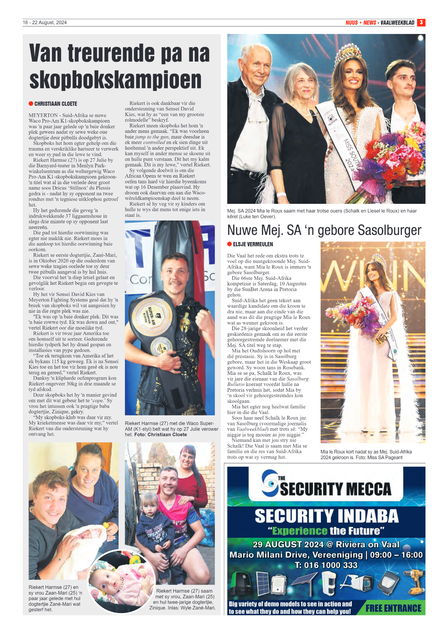 Vaalweekblad 16 – 22 August, 2024 page 3
