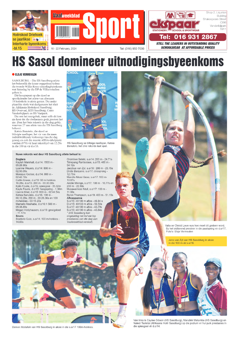 Vaalweekblad 16 – 22 February, 2024 page 16