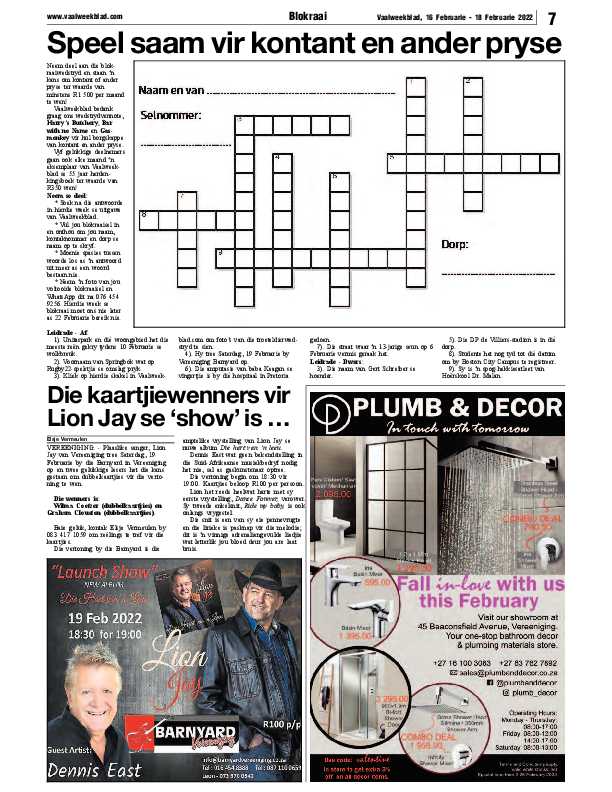 Vaalweekblad, 16 Februarie – 18 Februarie 2022 page 7