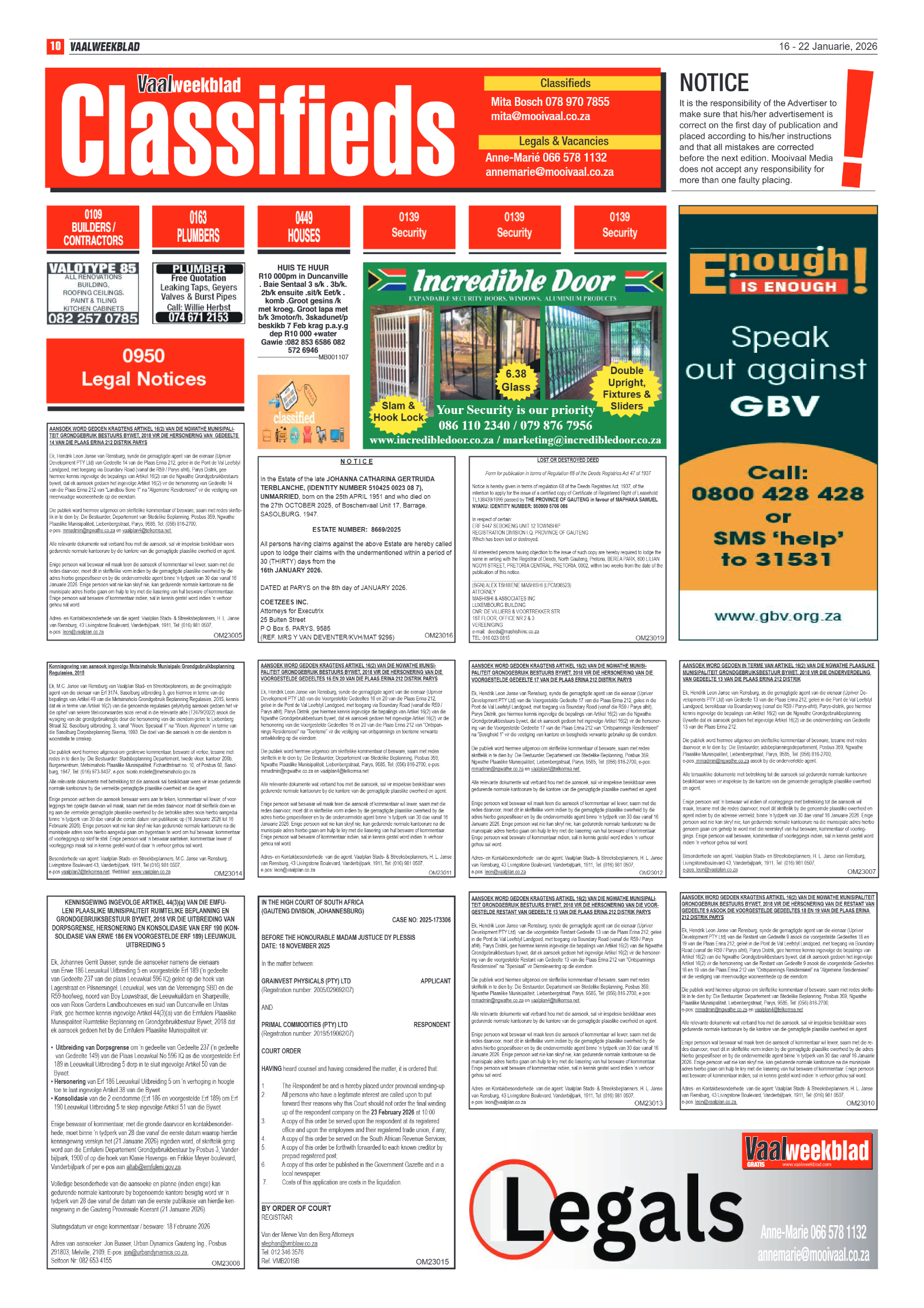 Vaalweekblad 16 January 2026 page 10