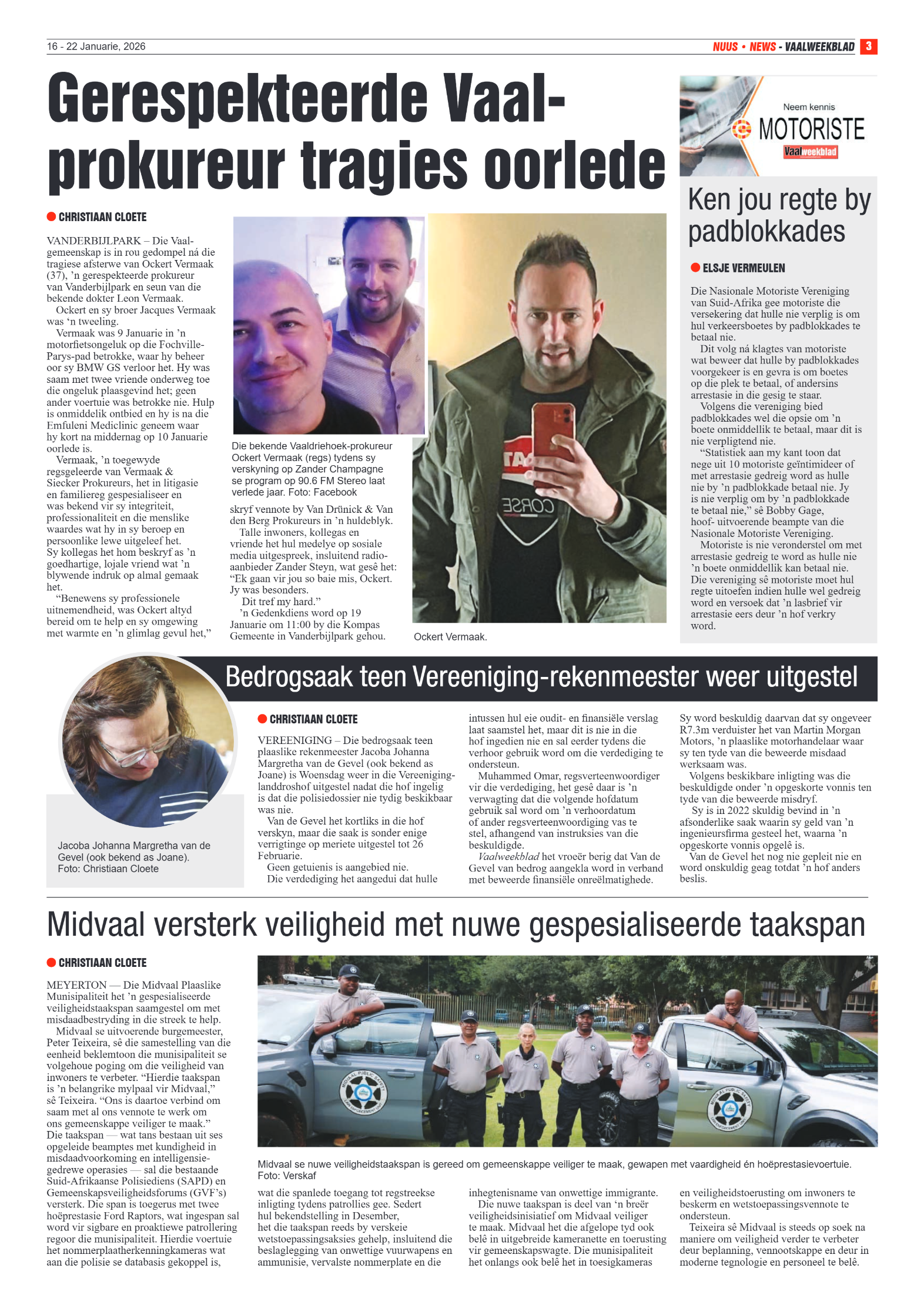 Vaalweekblad 16 January 2026 page 3