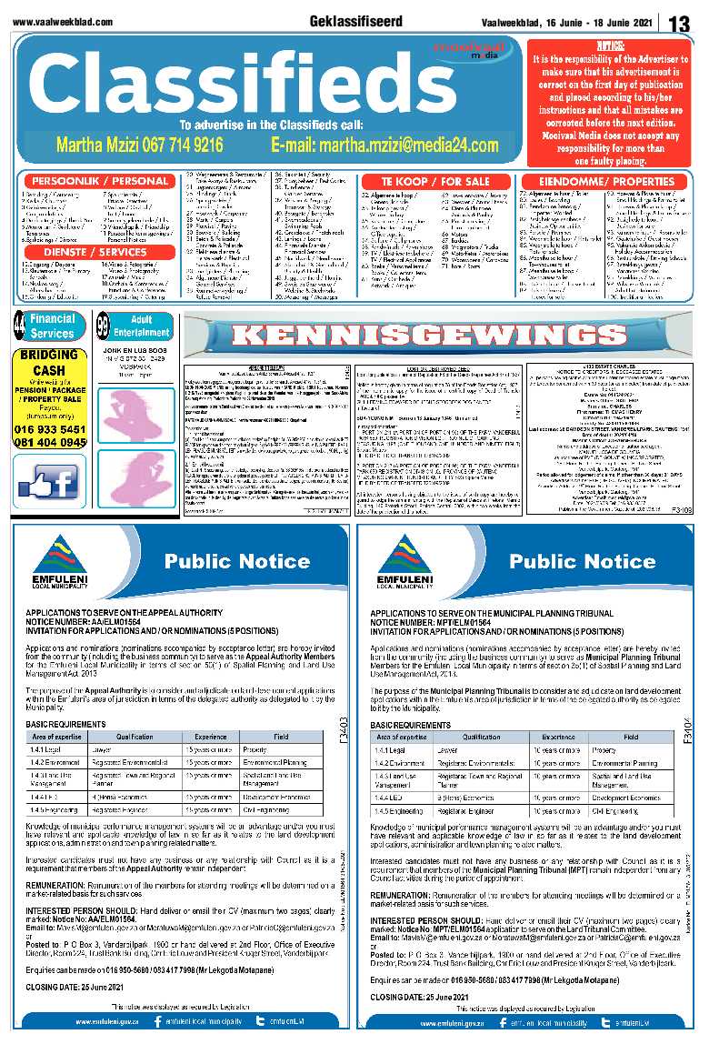 Vaalweekblad, 16 Junie – 18 Junie 2021 page 13