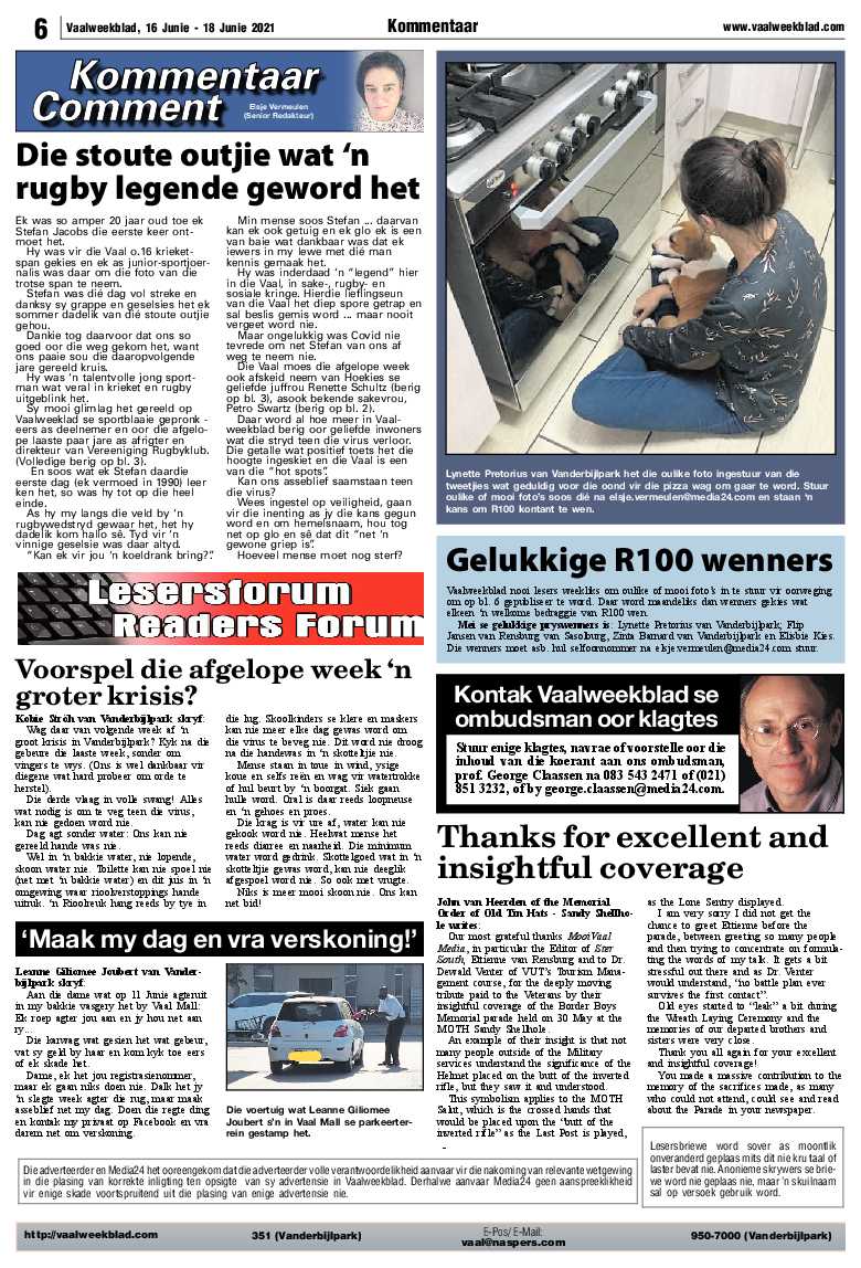 Vaalweekblad, 16 Junie – 18 Junie 2021 page 6