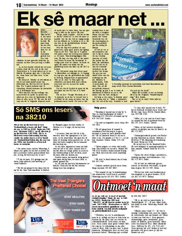 Vaalweekblad 16 Maart – 18 Maart 2022 page 10