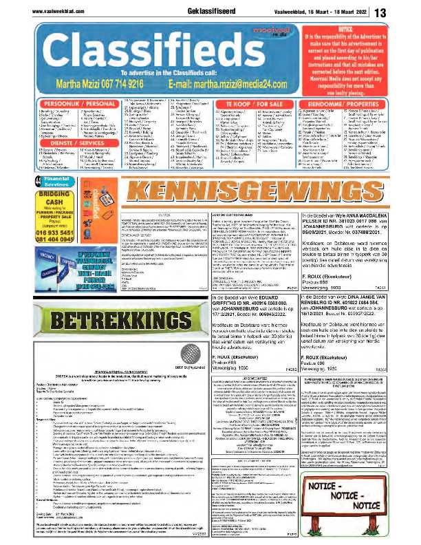 Vaalweekblad 16 Maart – 18 Maart 2022 page 13