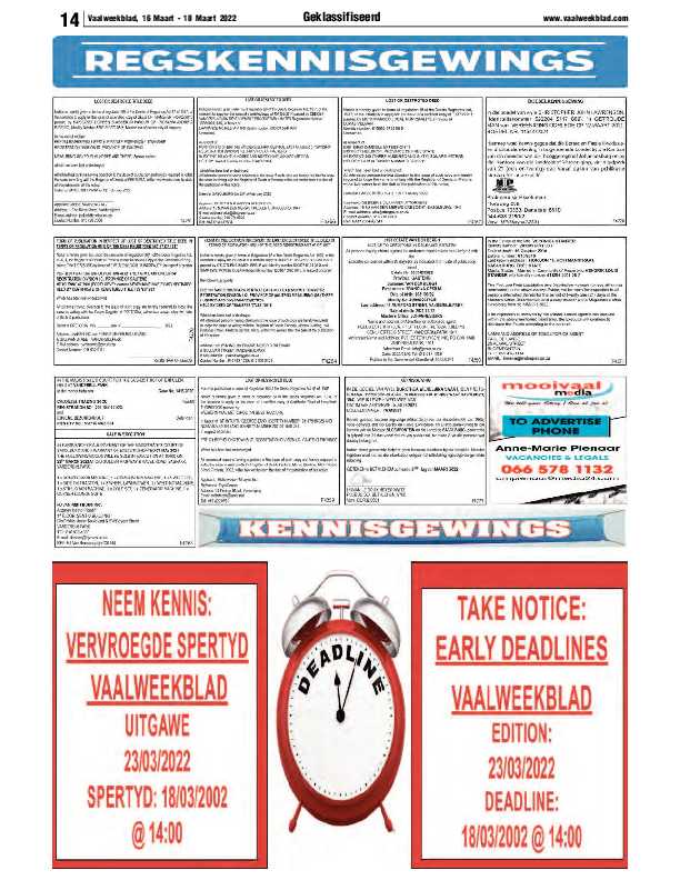 Vaalweekblad 16 Maart – 18 Maart 2022 page 14