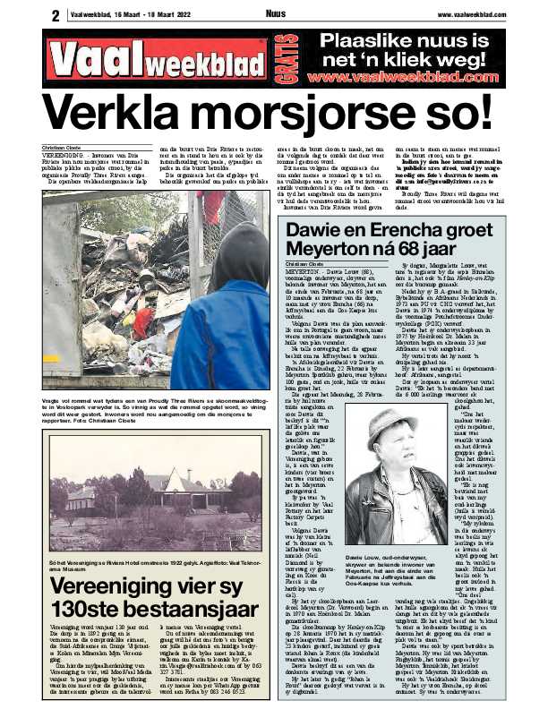 Vaalweekblad 16 Maart – 18 Maart 2022 page 2