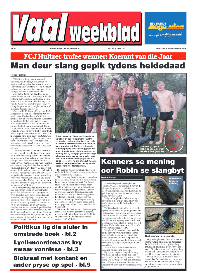 Vaalweekblad, 16 November – 18 November 2022 page 1