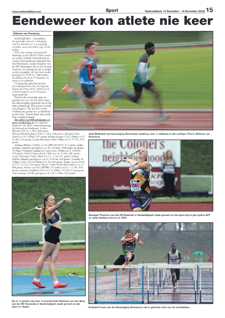 Vaalweekblad, 16 November – 18 November 2022 page 15