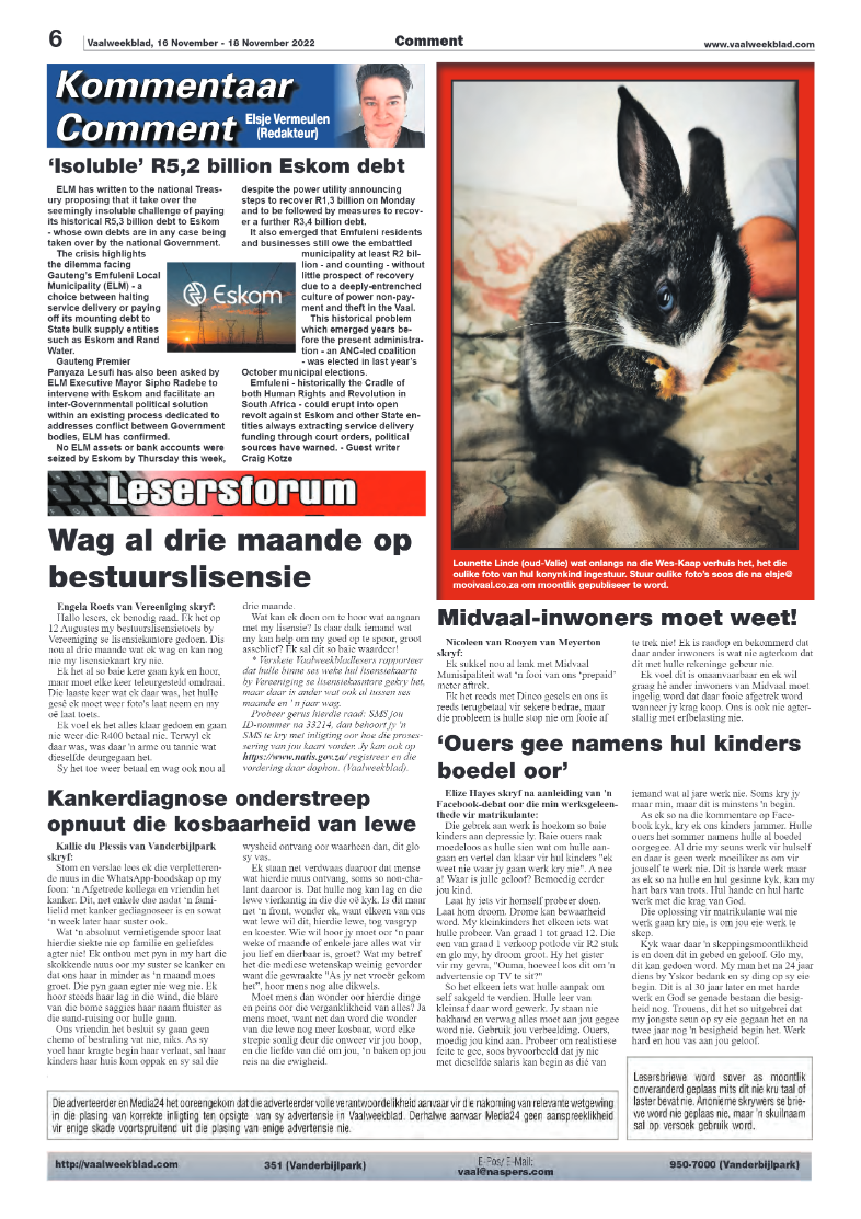 Vaalweekblad, 16 November – 18 November 2022 page 6