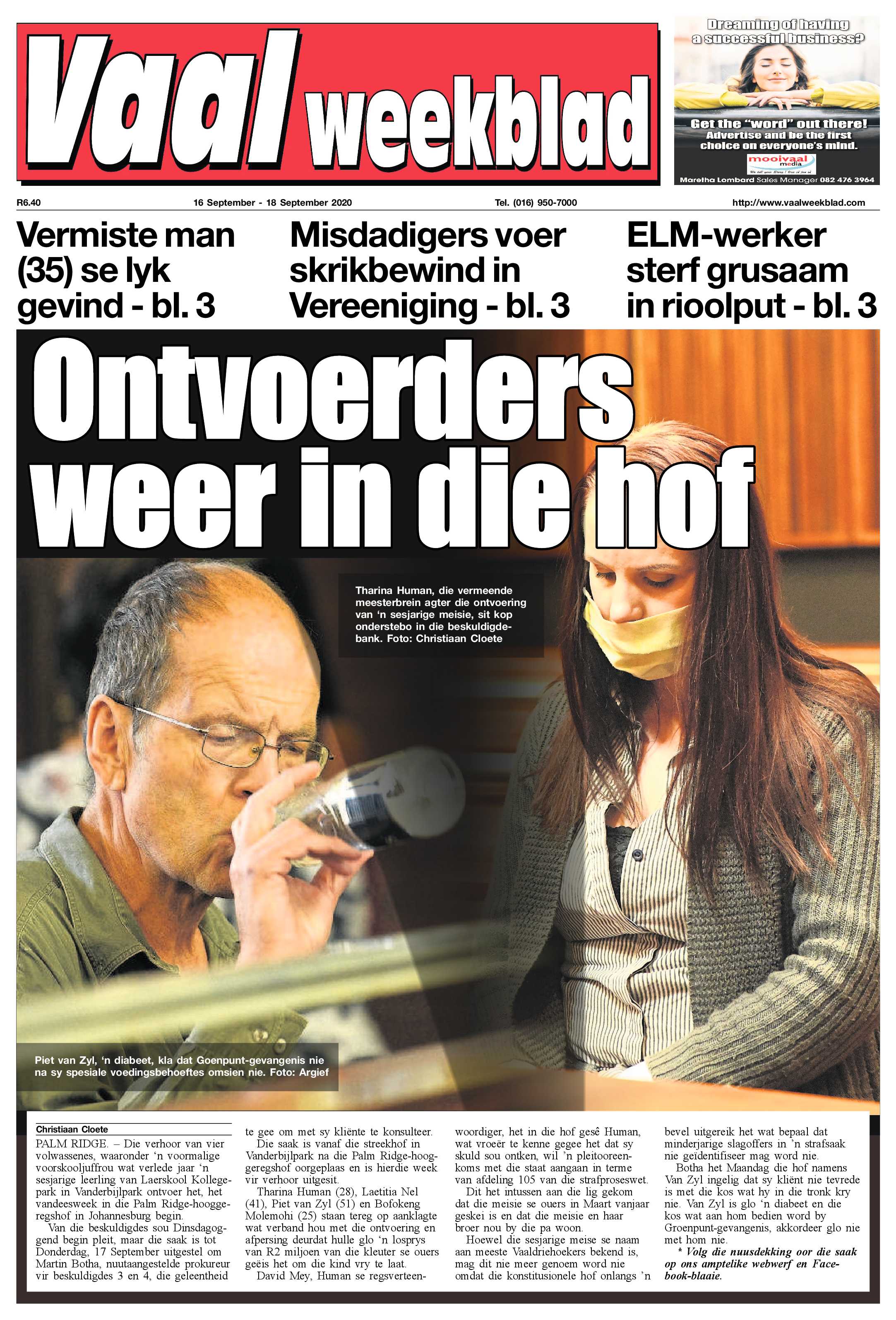 Vaalweekblad 16 September – 18 September 2020 page 1