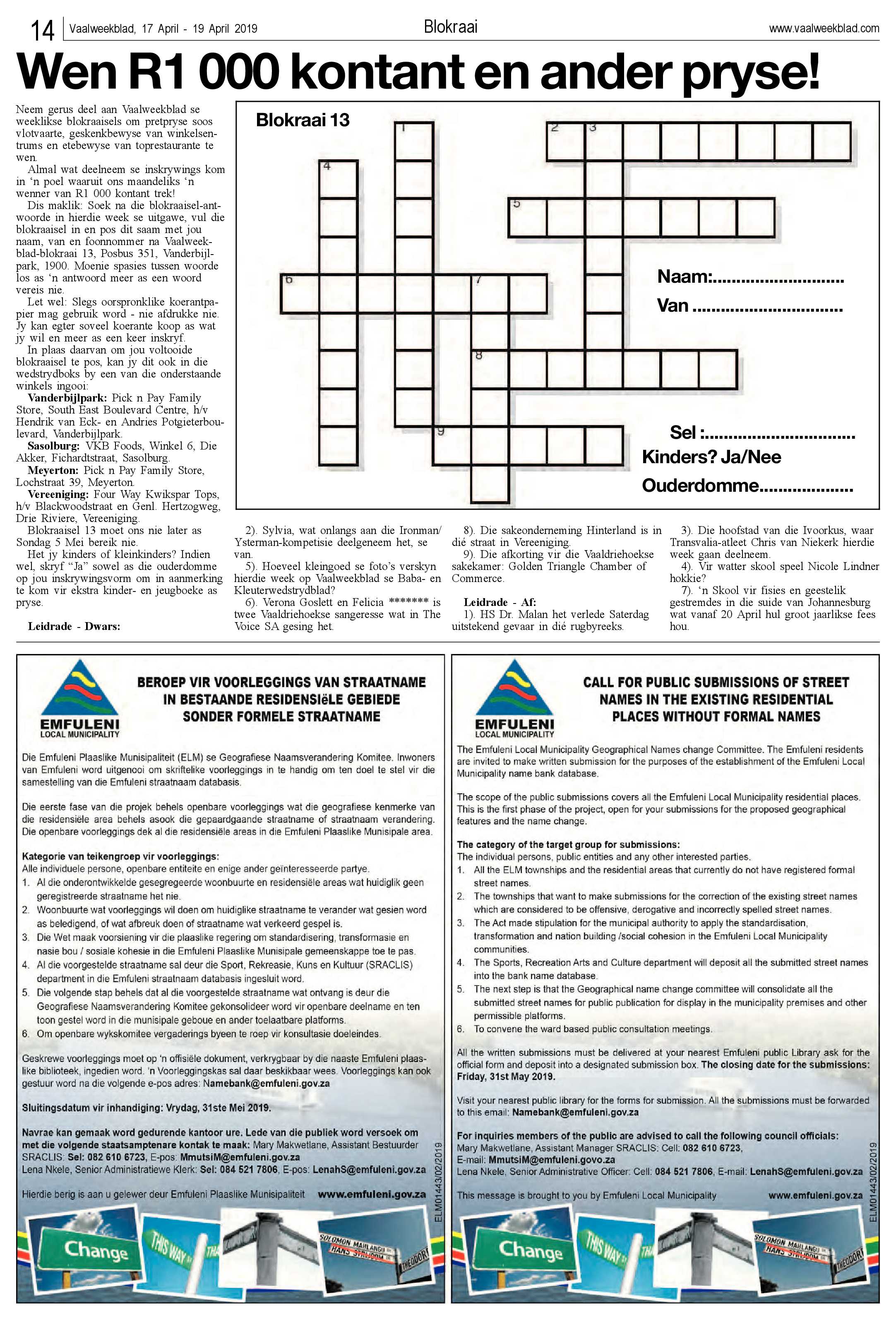 Vaalweekblad 17 – 19 April 2019 page 14